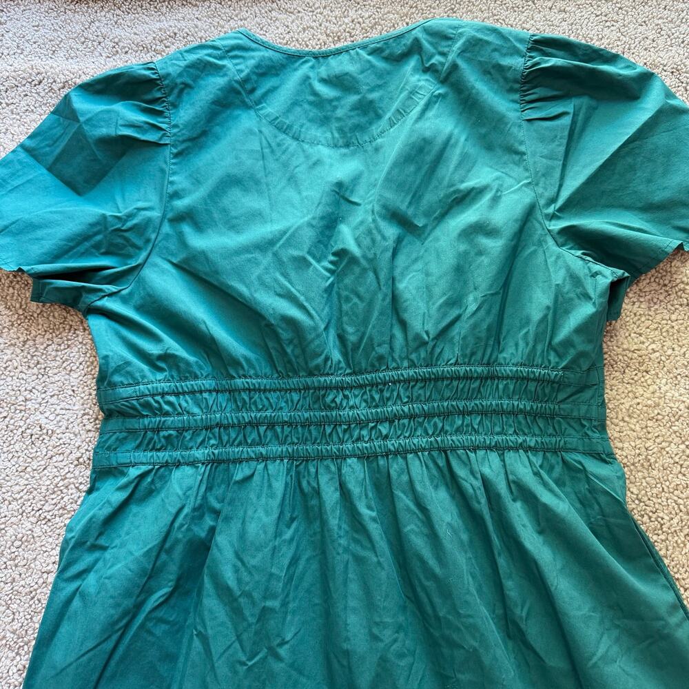 Quince Women’s 100% Organic Cotton Poplin Tiered Garden Green Maxi Dress Size L - Picture 6 of 10